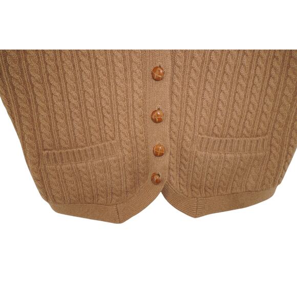 Ralph Lauren Kids L Camel Hair Cable Knit Vest Tan Button Sweater Hong Kong VTG - Picture 3 of 6